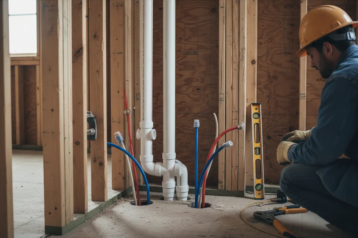 Drain and supply rough-in during Drain Cleaning in Oak Forest