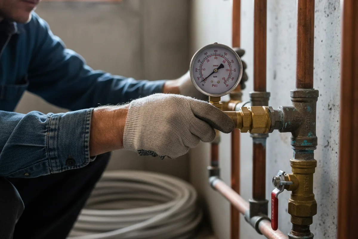 Pressure testing a repaired line during Water Line Repair in Oak Forest
